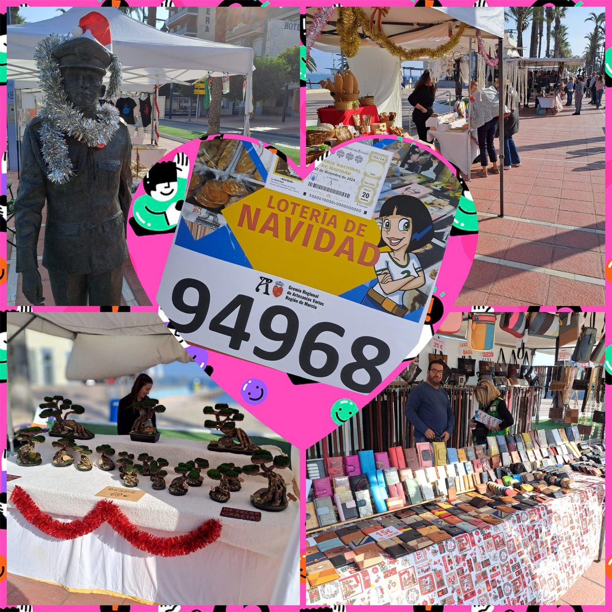 SANTIAGO DE LA RIBERA, PUENTE DE LA CONSTITUCIÓN, LOS DÍAS 6, 7 Y 8 DE DICIEMBRE, DE 10 A 14 H. MERCADO ESPECIAL NAVIDEÑO ARTESANO DEL MAR MENOR, Y LLEVAMOS EL "MURCIANO",  94968 DE LA LOTERÍA DE NAVIDAD, NO QUEDEN SIN ESTE NÚMERO, SE VENDE Y LO PUEDEN ADQUIRIR  EN ESTE MERCADO.
