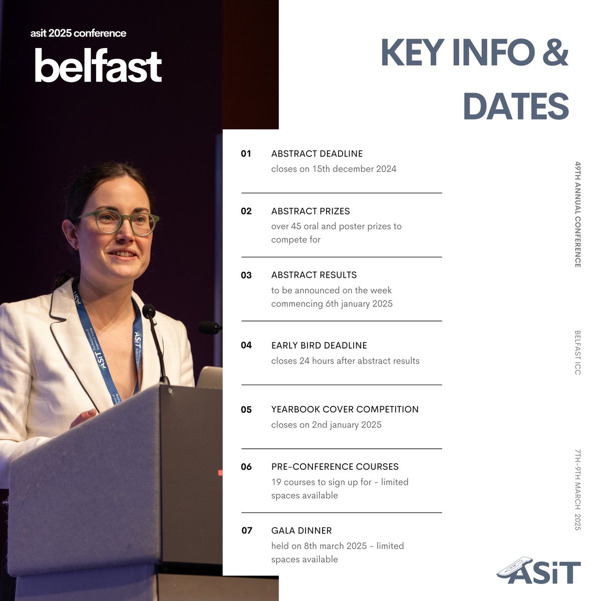 Make sure you’ve got all the key details to our ASiT’s 49th Annual Conference! ✔️ 

Don’t forget to #save this post so you don’t miss out on upcoming deadlines and updates

Abstract submissions are open till 15th December 2024 🚨

🔗 Submit here: tinyurl.com/ASiT2025

We can’t