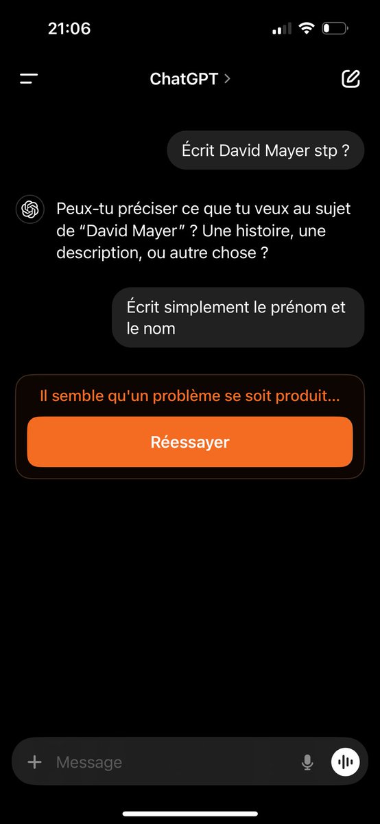 Alzeroquinze's tweet image. David Mayer jailbreak, almost!
#ChatGPT #DavidMayer