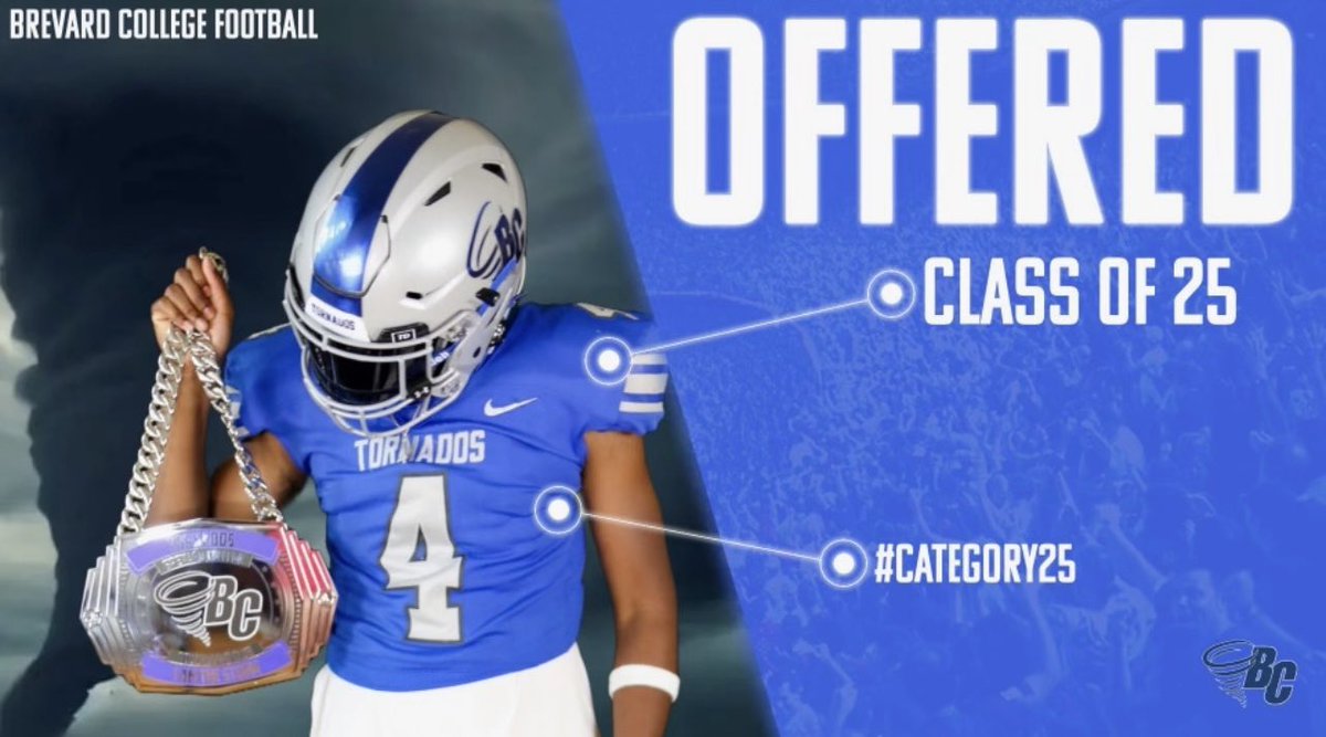 After a great call with <a href="/chrishatch00/">Coach Hatch</a> I am blessed to to receive another offer from <a href="/BrevardF5/">BC Football 🌪</a> 
<a href="/CoachOzzieExume/">Coach Ozzie Exume</a> <a href="/CoachWalker_15/">Chance W</a> <a href="/LouatTheState/">Lou Bezjak</a>