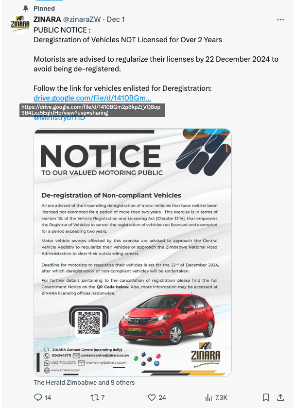 harveylb_'s tweet image. 1/ @zinaraZW dropped a 2,000+ page PDF listing vehicles due for de-registration. I'm not sure how they expected people to search through it. We've managed to extract the data, and it will sit here @DeepDiveDataZW 's webapp deepdivedata.blnga.co.zw/zinara.html as a start.