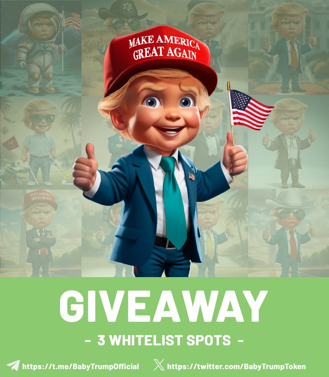 🔥 NFT Whitelist Mint! 🔥
🚨 3 WL Spot Giveaway 🚨

How to enter:
🔘 Follow <a href="/BabyTrumpToken/">BABYTRUMP</a>
🔘 RT &amp; tag a friend
🔘 Join our TG: t.me/BabyTrumpOffic…
🎯 Drop screenshots below!