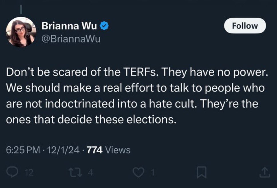 <a href="/BriannaWu/">Brianna Wu</a> has blocked me

He, a man, a great big hulking man of 6’3”, would like to highlight that women saying no have now power

He can get to fuck