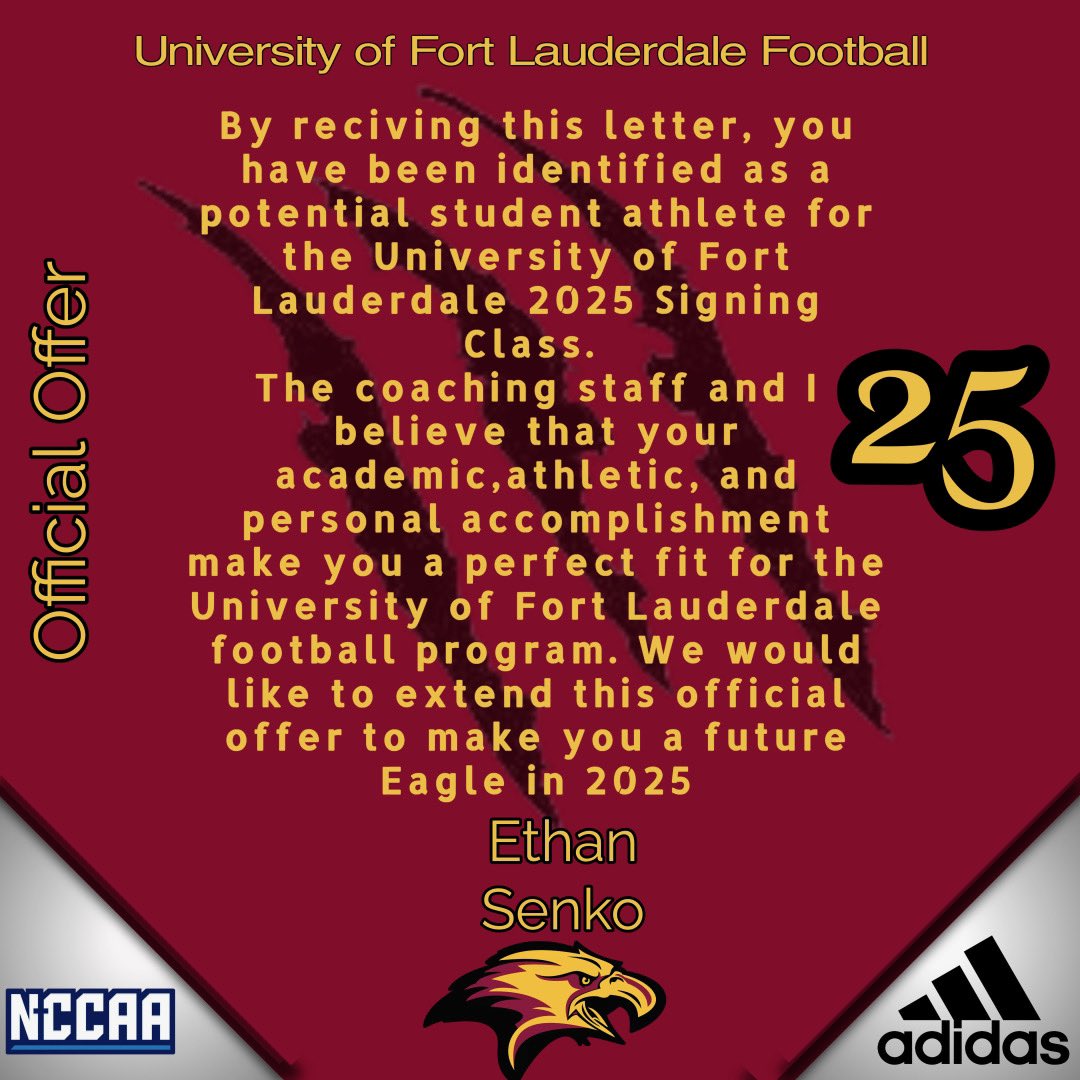 Ethan Senko (@senkoethan) on Twitter photo I am blessed to receive an official offer from the University of Fort Lauderdale. <a href="/uftlfootball/">uftlfootball</a> <a href="/CoachMcnair22/">CoachMac</a> <a href="/IMcCartney5/">Ivan “Sticks” McCartney</a> <a href="/Cbaldwin44/">Christian Baldwin</a> <a href="/MSDEagles/">Stoneman Douglas Football</a> I am blessed to receive an official offer from the University of Fort Lauderdale. <a href="/uftlfootball/">uftlfootball</a> <a href="/CoachMcnair22/">CoachMac</a> <a href="/IMcCartney5/">Ivan “Sticks” McCartney</a> <a href="/Cbaldwin44/">Christian Baldwin</a> <a href="/MSDEagles/">Stoneman Douglas Football</a>