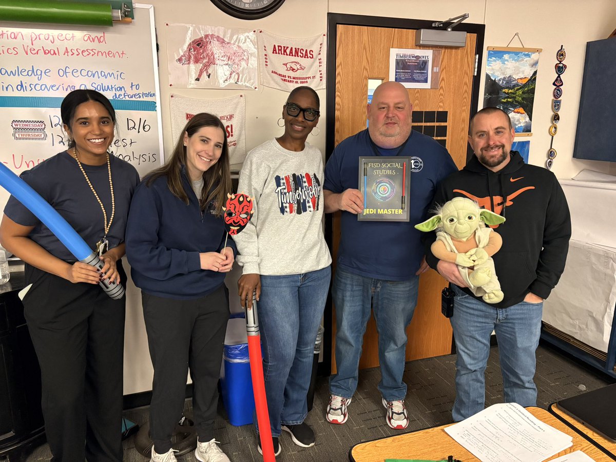 What a great way to start the Monday after the break with honoring a teacher <a href="/TrentMSFISD/">Trent Middle School</a> with the Social Studies Jedi Master Award. Congratulations to Erik Hough! #FISD