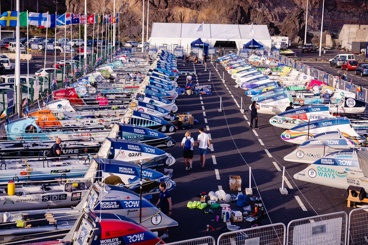 toughestrow's tweet photo. The fleet of 38 teams in the World’s Toughest Row - Atlantic 2024 has arrived in San Sebastián de La Gomera!

Race Start December 12th

#worldstoughestrow #atlantic2024 #oceanrowing 
#concept2 https://t.co/JTvavDO6rQ