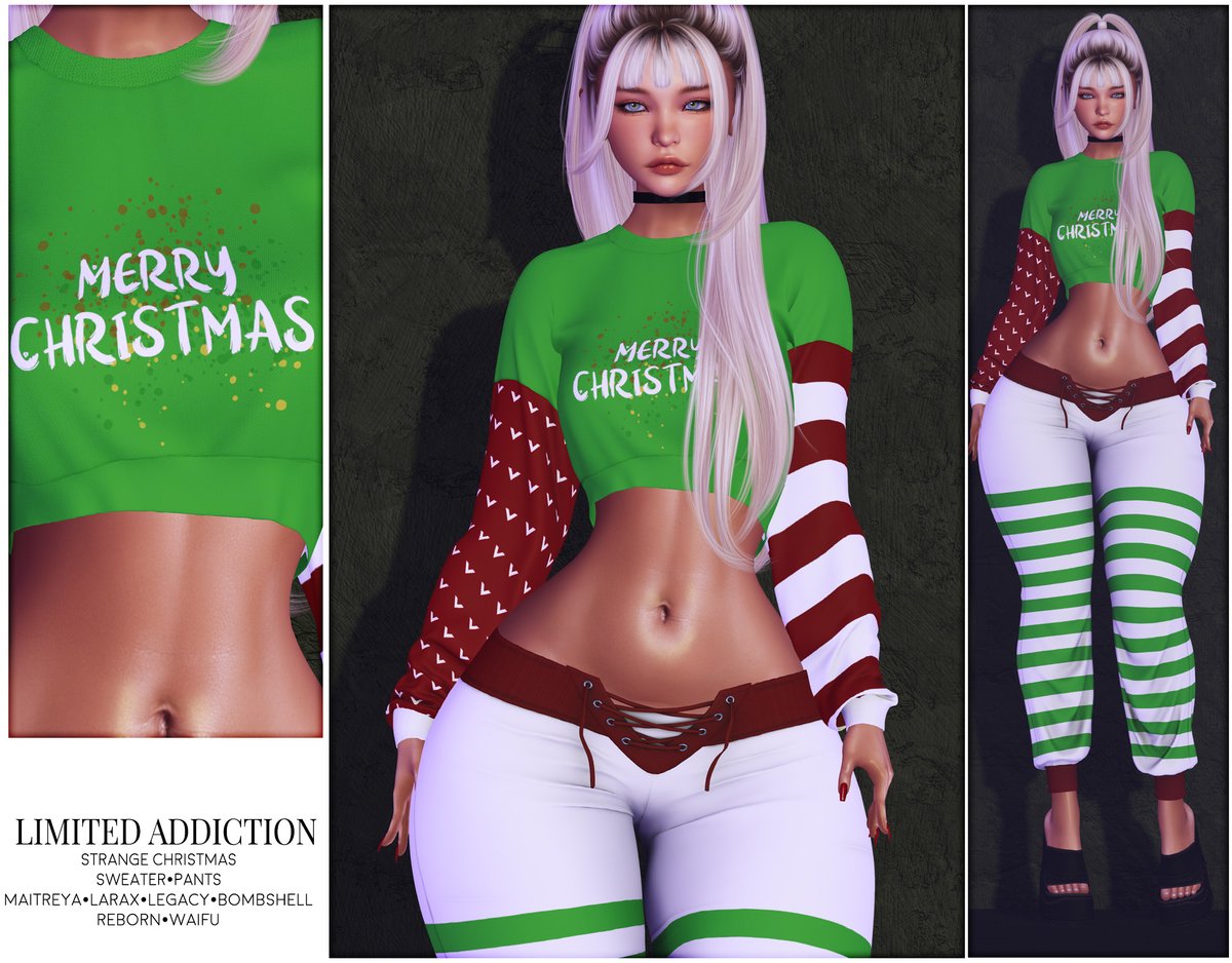 New release on promo for 24 hours on market ♥
Strange Christmas - 
marketplace.secondlife.com/p/Limited-Addi…

Also check out the Advent in our mainstore! Every day a new gift!
Dec 1st-Dec 25th
maps.secondlife.com/secondlife/Sim… 
#SecondLife #gaming #Christmas
