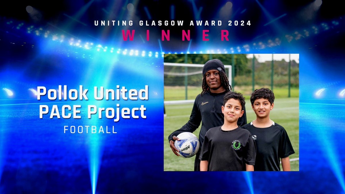 Glasgow_Sport's tweet photo. Next up the Uniting Glasgow Award is picked up by @PollokUtdS_A PACE Project, it offers young people from asylum seeker &amp; refugee backgrounds free access to football every Friday night plus help with kit, boots, ESOL &amp; homework, a vital introduction to life in the city #GSAwards https://t.co/5Ct5Ac7333