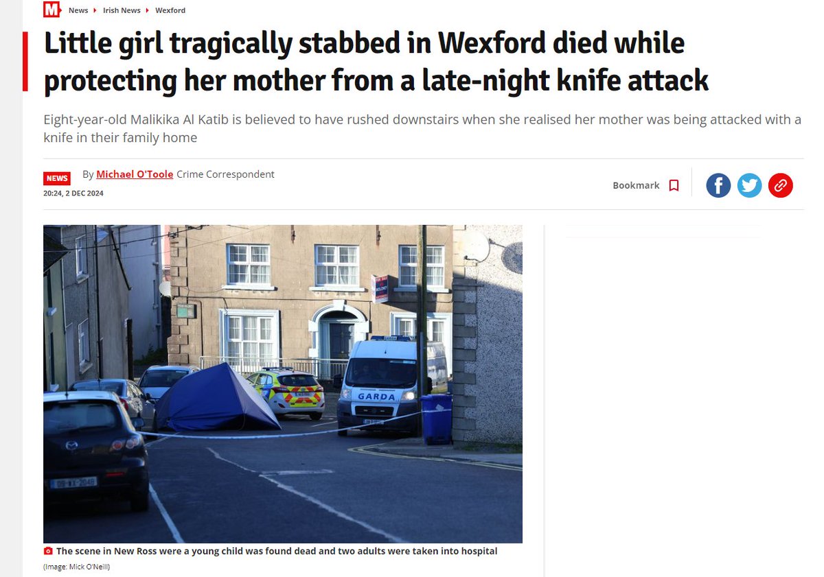 goat_poaster's tweet image. An 8-year old girl was stabbed to death in New Ross while shielding her mother from a knife attack. The suspect is a foreign national originally from the Middle East.