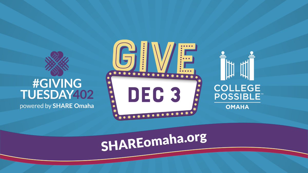 Tomorrow is #GivingTuesday402! You can support College Possible Omaha by:

1️⃣ Donating to fund programs for students
2️⃣ Sharing our posts to spread the word

Every action helps students reach their dreams! 

Give early: bit.ly/462hl0q