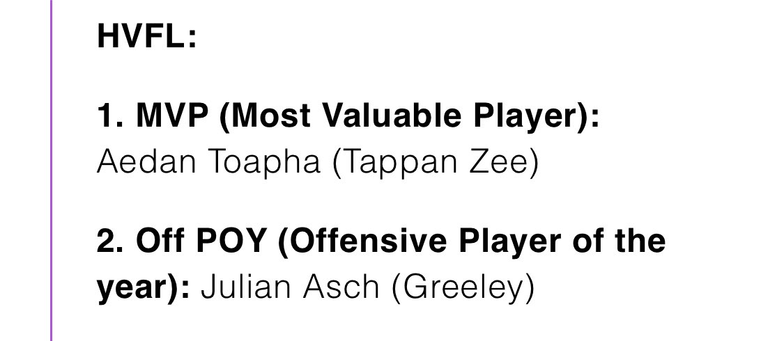 Julian Asch (@jaschh_1) on Twitter photo Blessed to be named Offensive Player Of The Year in the HVFL by <a href="/FaMSportsVF/">FaM Sports New York Varsity</a>. Thank you!!
<a href="/greeleyfootball/">Greeley Football</a> <a href="/CoachClark66/">Dillon Clark</a> <a href="/Liam_FMurphy_/">Liam Murphy</a> <a href="/CoachSqualli/">Mehdi Squalli</a> <a href="/Coach__Roman/">Richie Roman</a> <a href="/CoachLichten/">Coach Mike Lichten</a> Blessed to be named Offensive Player Of The Year in the HVFL by <a href="/FaMSportsVF/">FaM Sports New York Varsity</a>. Thank you!!
<a href="/greeleyfootball/">Greeley Football</a> <a href="/CoachClark66/">Dillon Clark</a> <a href="/Liam_FMurphy_/">Liam Murphy</a> <a href="/CoachSqualli/">Mehdi Squalli</a> <a href="/Coach__Roman/">Richie Roman</a> <a href="/CoachLichten/">Coach Mike Lichten</a>