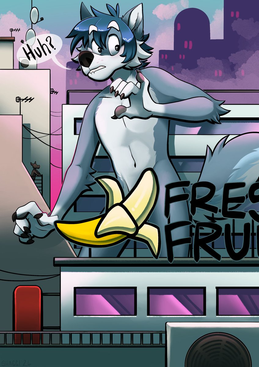 Thank goodness for the big banana 🍌 

Commission for <a href="/EllLinoone/">Ell | more active on Bluesky</a>