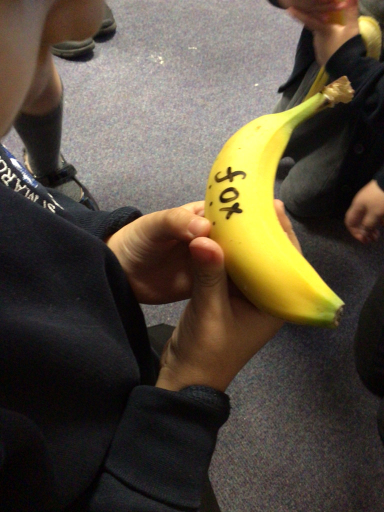 EYFSStMargaret1's tweet image. Snack and a reading challenge ... why not? Our children loved using their phonics skills to read the words before peeling their bananas and tucking in 🍌 #eyfs #eyfsreading #eyfsliteracy #phonics #receptionprovision #phonicsprovision