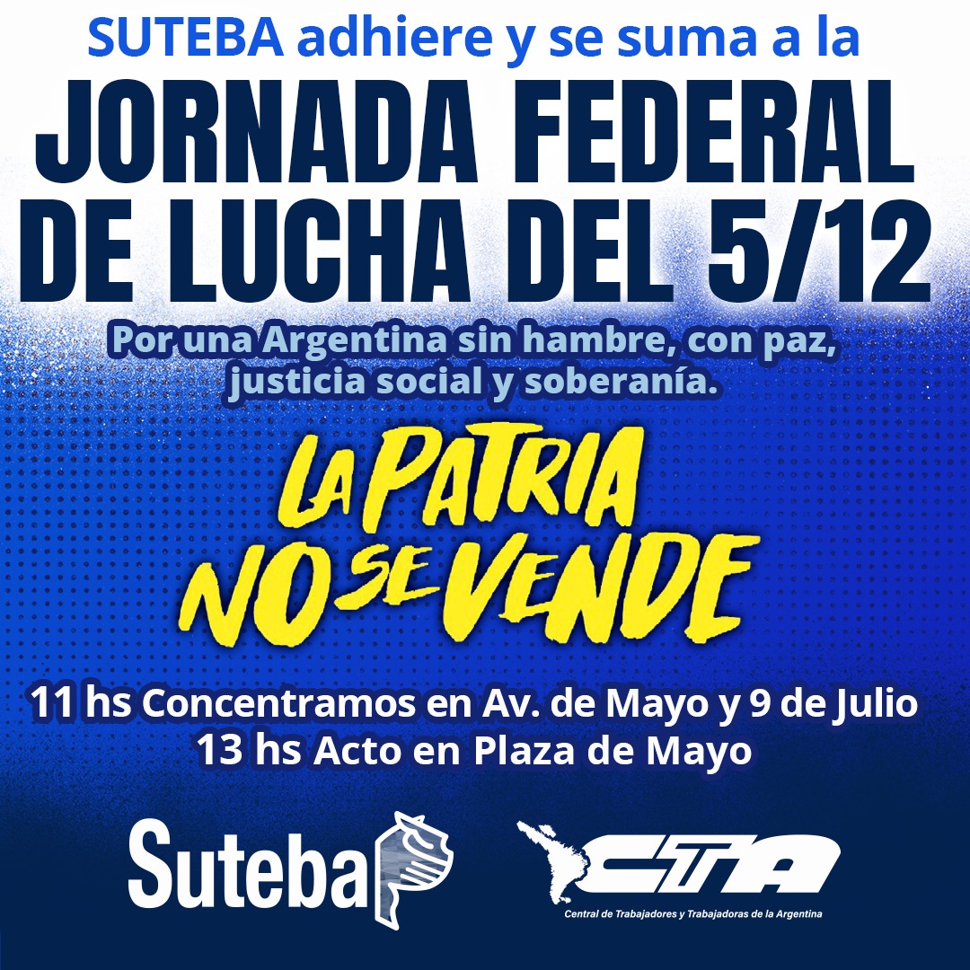 SUTEBAProvincia's tweet photo. 5/12
JORNADA FEDERAL DE LUCHA https://t.co/fkWdC7CWpq