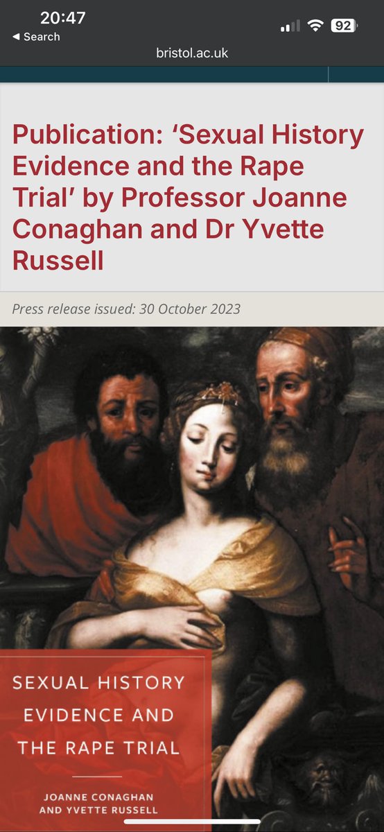 Join <a href="/BirkbeckLaw/">Birkbeck Law School</a> Birkbeck a lunch seminar with <a href="/JoanneConaghan/">Joanne Conaghan</a> and @Yvette Russel discussing their book Sexual History Evidence and the Rape Trial.
📆 4rth December 2024 ⏰13.30 -15.00📍Birkbeck Central