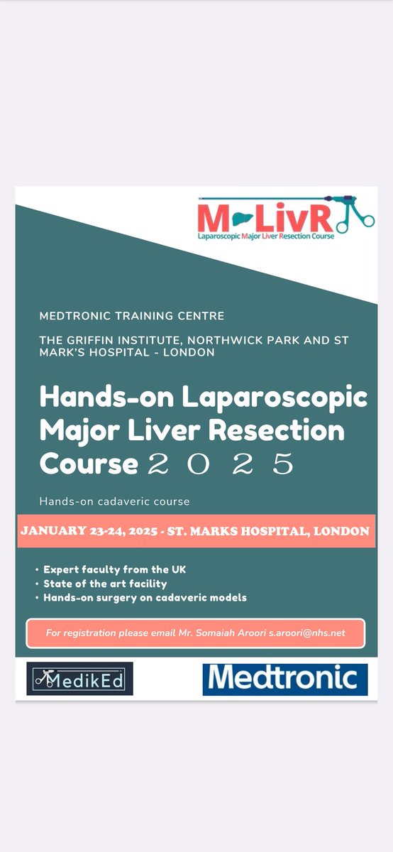 Prof. Somaiah Aroori (@somaiaharoori) on Twitter photo There are a few more spots available for the Hands-On Cadaveric Minimally Invasive Liver Resection Course!
Don’t miss the chance to register for the course <a href="/EAHPBA/">E-AHPBA</a>
<a href="/IHPBA/">IHPBA</a>
<a href="/AHPBA/">AHPBA</a> <a href="/ASI_India/">ASI India</a> <a href="/Abuhilal9Abu/">Mohamed Abu Hilal</a> <a href="/T4UGIS/">TUGSS</a> <a href="/mserenari85/">Matteo Serenari</a> <a href="/TheGriffinInst/">The Griffin Institute</a> <a href="/roux_group/">The Roux Group</a> There are a few more spots available for the Hands-On Cadaveric Minimally Invasive Liver Resection Course!
Don’t miss the chance to register for the course <a href="/EAHPBA/">E-AHPBA</a>
<a href="/IHPBA/">IHPBA</a>
<a href="/AHPBA/">AHPBA</a> <a href="/ASI_India/">ASI India</a> <a href="/Abuhilal9Abu/">Mohamed Abu Hilal</a> <a href="/T4UGIS/">TUGSS</a> <a href="/mserenari85/">Matteo Serenari</a> <a href="/TheGriffinInst/">The Griffin Institute</a> <a href="/roux_group/">The Roux Group</a>
