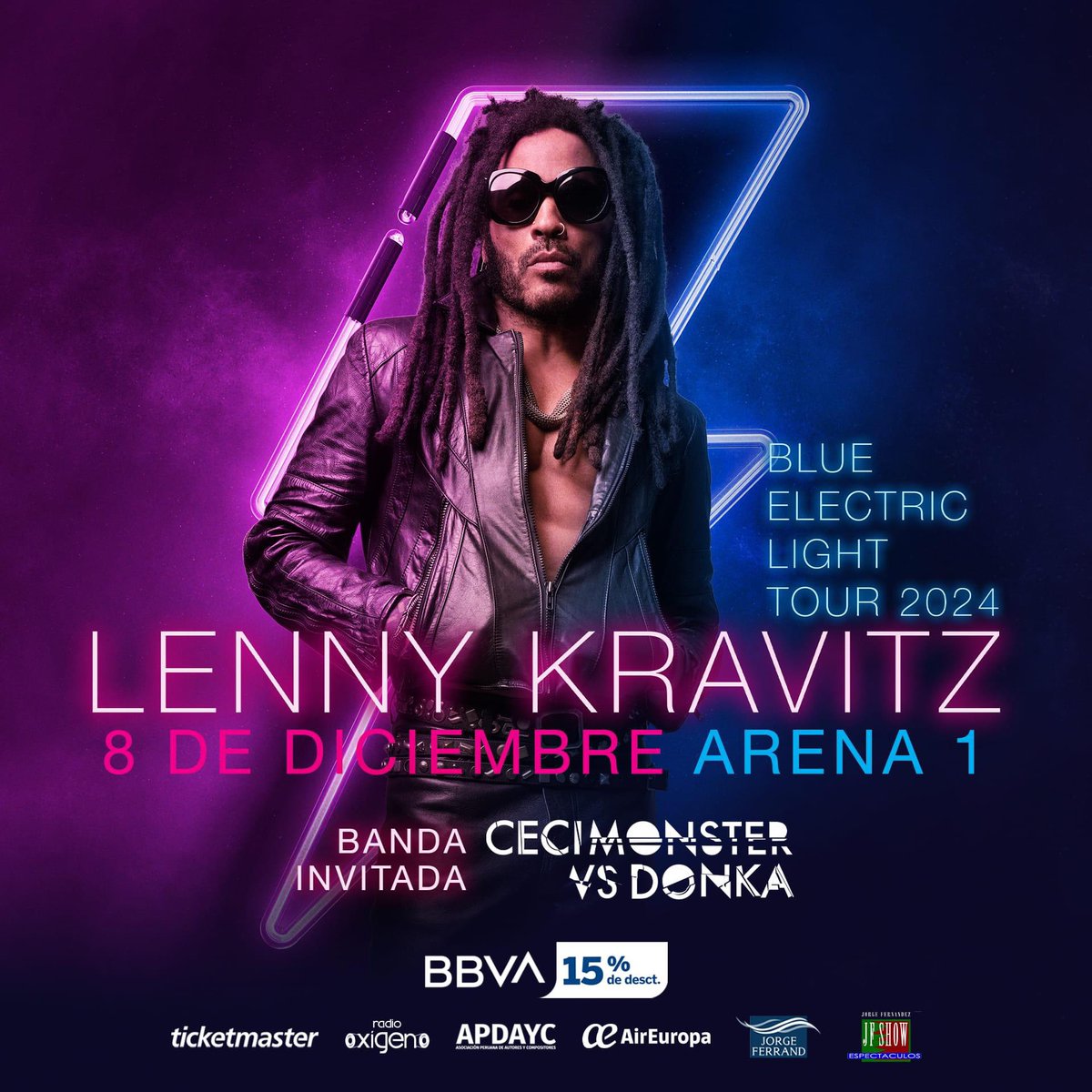 Este Domingo junto a <a href="/LennyKravitz/">Lenny Kravitz</a> en el Arena 1, San Miguel ⚡️⚡️⚡️