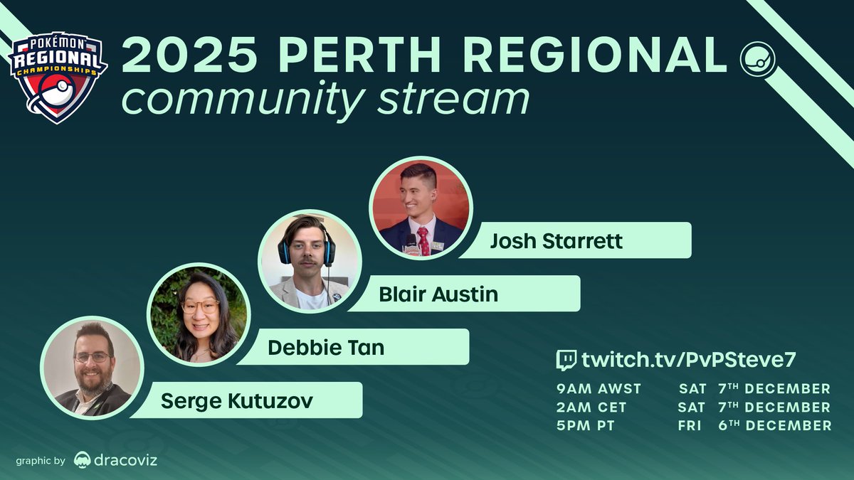 Incredibly excited to announce that the #PlayPokemon Perth Regional will be streamed for Pokémon GO!!! 🇦🇺🏆

Tune in to the Community Stream this weekend as the Oceanic Region take on their first Regional of the season on the road to Anaheim!!! 👀😍

twitch.tv/PvPSteve7