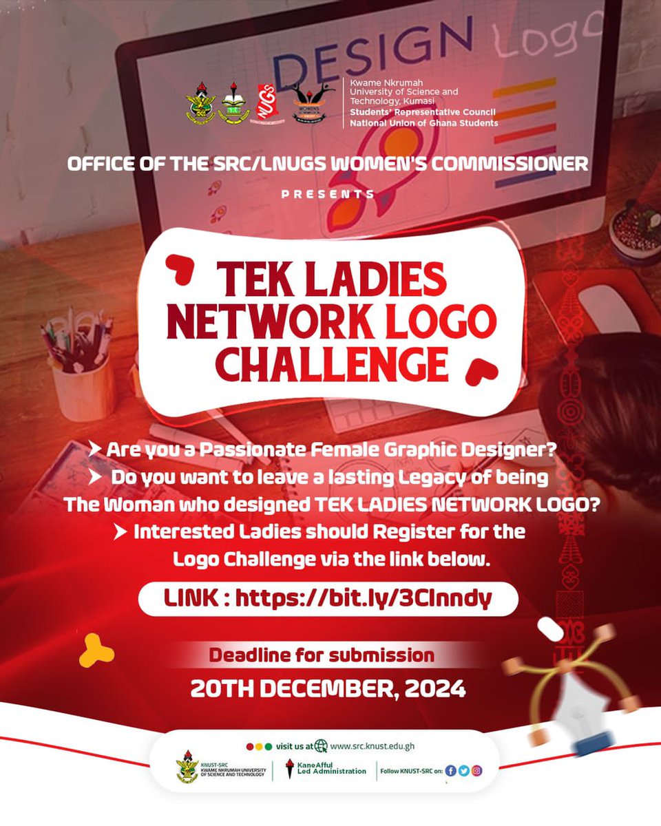 AduakyeYaa's tweet photo. TEK LADIES NETWORK LOGO CHALLENGE is hereπ₯.
Do you want to leave a lasting Legacy of being the Woman who designed the TEK LADIES NETWORK LOGO?
Register via this link Now:
https://t.co/lUEc8auqbd
#IAMATEKLADY
#SHEFIDENCE https://t.co/CLt3P8ATOK