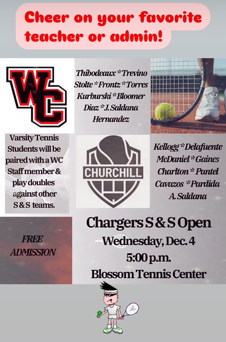 Inaugural Teacher/Student Athlete Tennis Tournament! Come on out and watch some tennis!