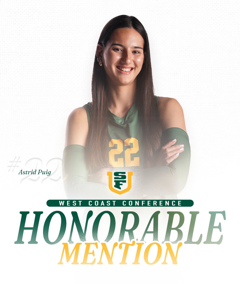 A breakout season for Astrid! 💪

Astrid Puig has been has received an All-WCC Honorable Mention selection!

📰 Full Release: t.ly/3498J

#USFDons | #WCCsports
