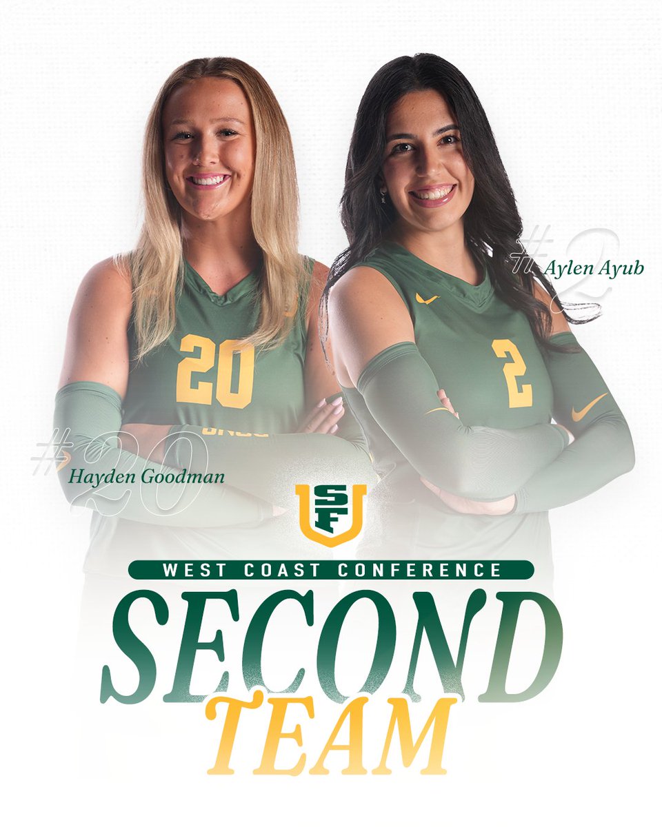 Two of the leagues best! 👊

Aylen Ayub and Hayden Goodman have earned All-WCC Second Team honors! 

📰 Full Release: t.ly/SsgOJ

#USFDons | #WCCsports