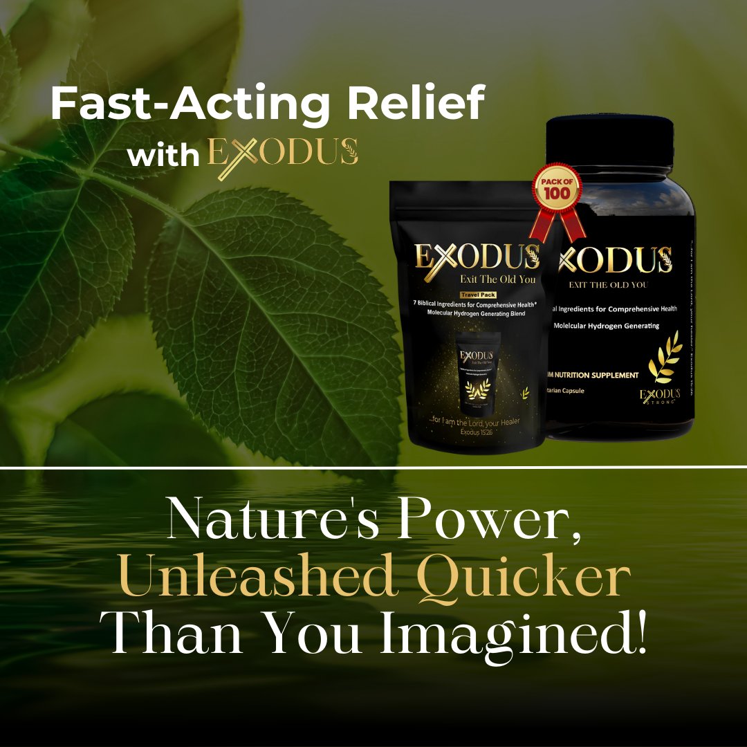 ExodusStrong's tweet photo. Think natural always mean slow? Think again! Exodus is breaking the mold with fast-acting, natural ingredients. Our unique blend is designed for quick impact without compromising on quality. Have you experienced the Exodus difference yet? Share your quick wins below #ExodusStrong https://t.co/595MjCgHn8