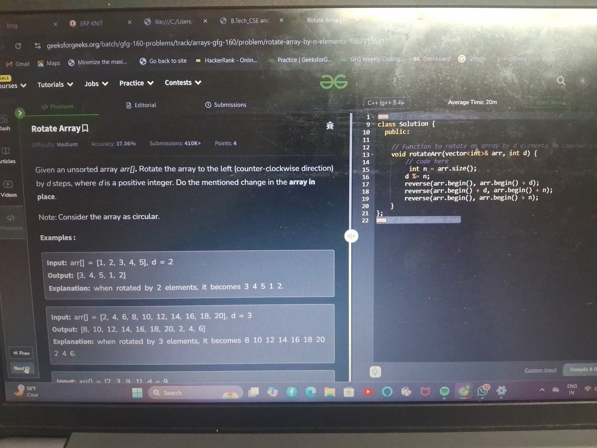alien388668's tweet image. GFG streak challenge! 🚀 
#Day4 of Gfg Coding Streak!   
💡Solved the &apos;Rotate Array&apos; 🚀🚀
#gfgGeeksforGeeks 
#geekstreak2024GeeksforGeeks