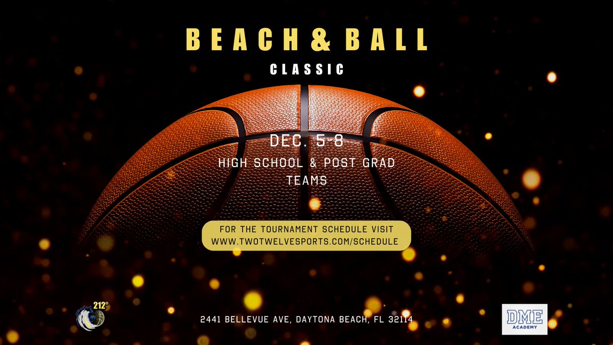 Today starts the Beach &amp; Ball Classic! Our athletes are ready for a great tournament. Full game schedule can be found at twotwelvesports.com/schedule 

📅 Thurs, Dec 5th @ 4pm 
📅 Fri, Dec 6th @ 11am - 3:30pm
📅 Sat, Dec 7th @ 9:30am - 6:30pm
📅 Sun, Dec 8th @ 8am - 12pm
#BeTheSteam