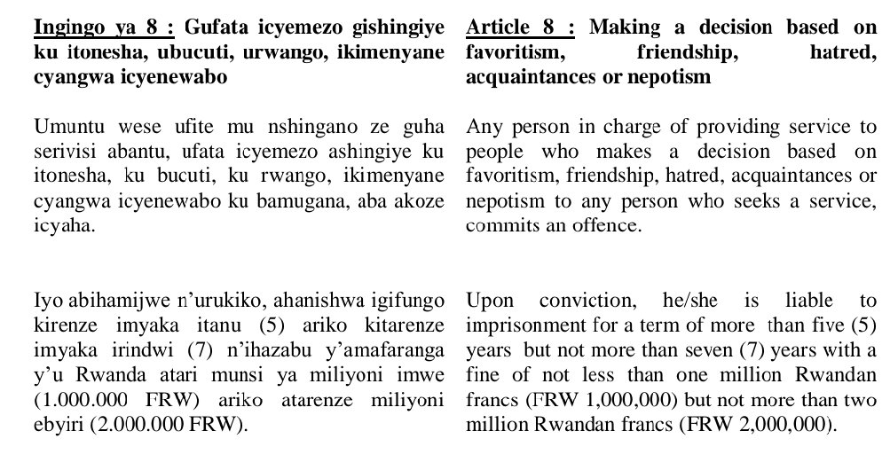 TalkLawRw's tweet photo. 1. Perezida yahaye imbabazi umuturage ✅
2. Umubyeyi yahaye imbabazi umwana we yitwaje umwanya afite n'ububasha ahabwa n'amategeko ❌
#Rwanda: Gufata icyemezo gishingiye ku #ITONESHA, ku #BUCUTI, ku #RWANGO, #IKIMENYANE cg #ICYENEWABO iyo atanga serivisi bihanwa n'amategeko https://t.co/Z7AUDBRDWU