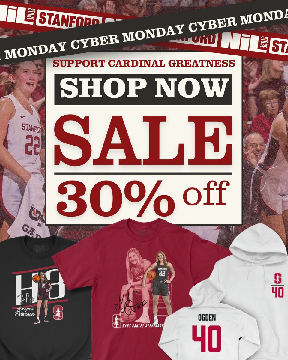 We’ve got 30% off for Cyber Monday - use this SALE to support Cardinal Greatness💪🌲

➡️ nil.store/stanford/sport…

*Athlete compensation remains the same even when sales are present*