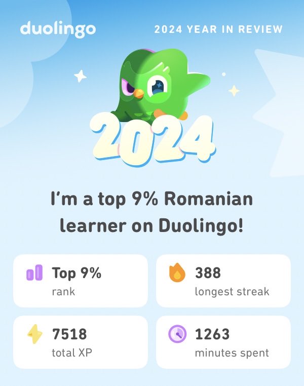 Look what I learned on Duolingo in 2024! #Duolingo365
