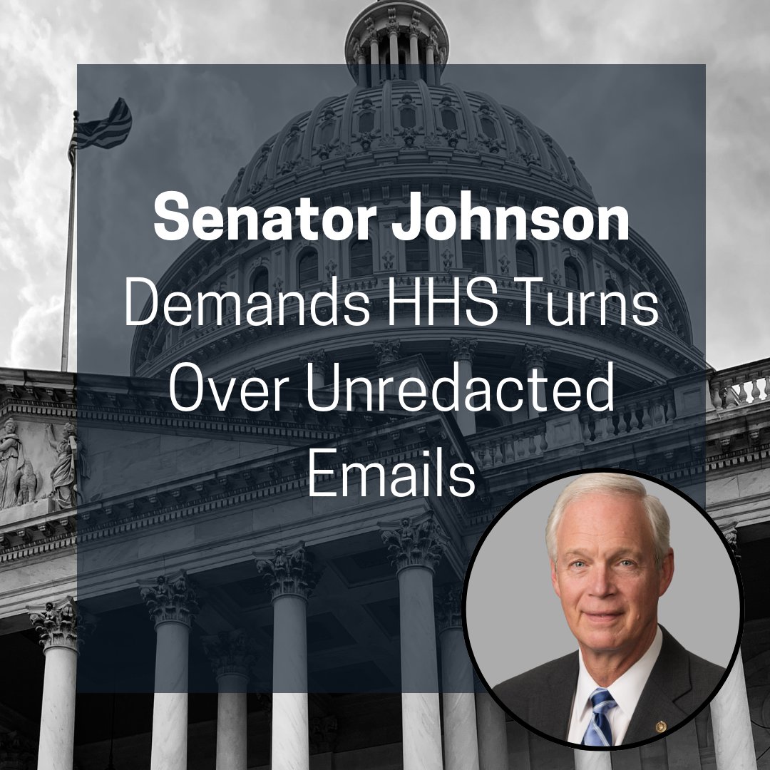 Senator Ron Johnson is calling out public health agencies for their lack of transparency regarding C-19 shot safety.

Johnson warned legal action could follow if the agencies don’t comply by Dec. 3.

Read his letter here: ronjohnson.senate.gov/services/files…