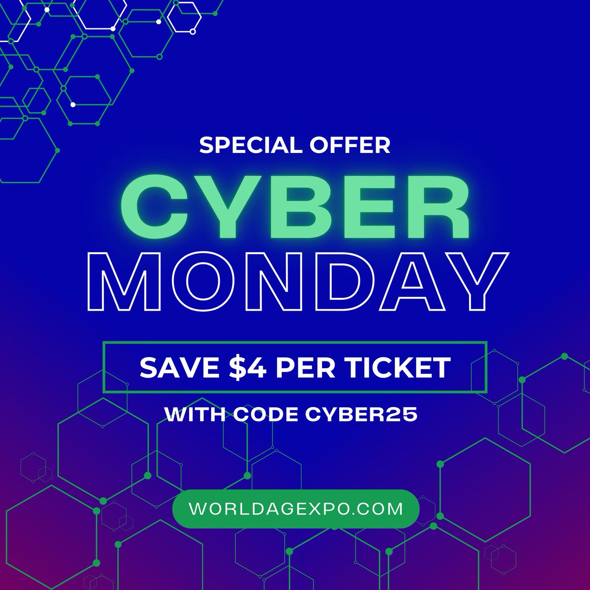 ⚡ CYBER MONDAY FLASH SALE ⚡
Receive $4 off World Ag Expo tickets! Don't miss our biggest discount EVER!
Offer valid TODAY ONLY! Use code CYBER25