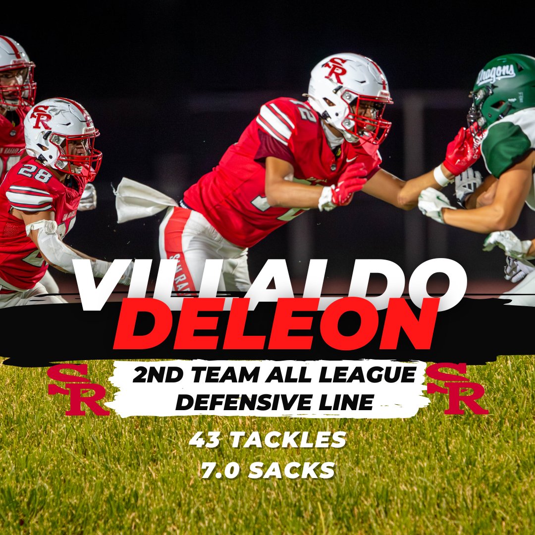 Congratulations to our five Second-Team All League players: Dante Canziani (WR), Carlos Gomez (OL), Sebi Chick (LB), Villaldo Deleon (DL), and Haden Berlinksy (DB)