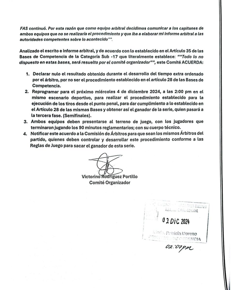 PasionTigrilla's tweet photo. ¡INSÓLITO! ❌

El Comité Organizador de la Sub-17 ha emitido su resolución al respecto del partido de FAS vs Dragón.

El resultado del tiempo extra queda invalidado, y se jugará solo la tanda de penales el miércoles 4 de diciembre a las 2:00 p.m.

#FAS  #Sub17 https://t.co/wYOHQyo9xZ