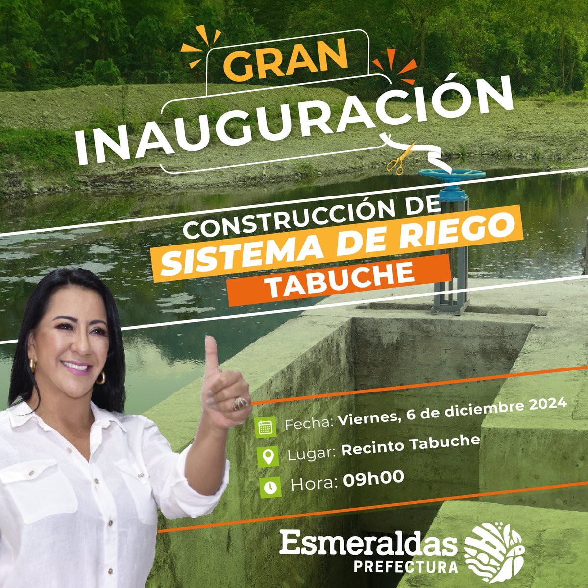 PrefecturaESM's tweet photo. 💧🚜 ¡Gran Inauguración del Sistema de Riego! 🌿✨

Este viernes, 6 de diciembre, los invitamos a ser parte de la inauguración del nuevo Sistema de Riego en #Tabuche. Una obra que potenciará la productividad agrícola y mejorará la calidad de vida de nuestras comunidades rurales. https://t.co/49IZ0PdWC2