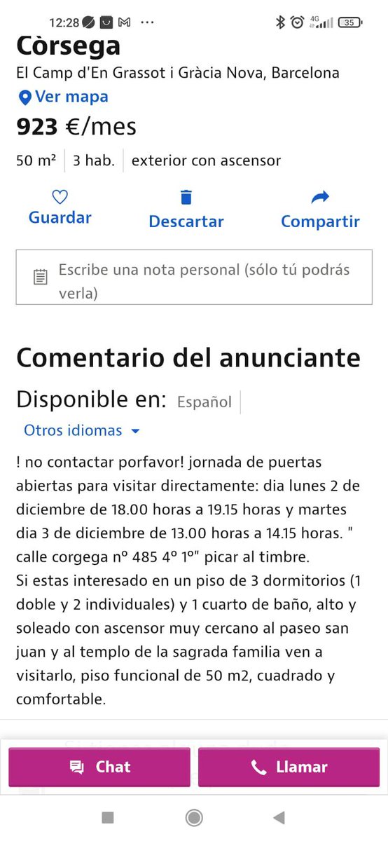 Camp d'en Grassot, pis de 50m2

Cua llarguíssima al carrer i a dins de l'edifici per a visitar un pis de lloguer.🫠