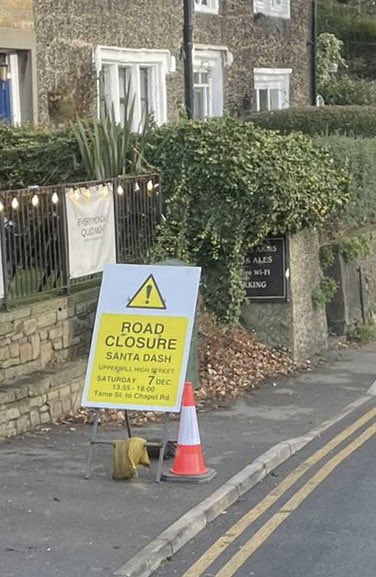 Saddleworth RT 558 (@saddrt558) on Twitter photo 🚨Road Closure🚨
🗓️Saturday 7 Dec 13:45-18:00
📍Uppermill high street #Saddleworth Santa dash and lights switch on 🎅🏽🏃🏻♀️🏃🏻♂️🎄🎆🎇
Pls RT
#OldhamHour
<a href="/OldhamCouncil/">Oldham Council</a>
<a href="/BeeNetwork/">Bee Network</a>
<a href="/GMPOldham/">Oldham Police (GMP)</a> 🚨Road Closure🚨
🗓️Saturday 7 Dec 13:45-18:00
📍Uppermill high street #Saddleworth Santa dash and lights switch on 🎅🏽🏃🏻♀️🏃🏻♂️🎄🎆🎇
Pls RT
#OldhamHour
<a href="/OldhamCouncil/">Oldham Council</a>
<a href="/BeeNetwork/">Bee Network</a>
<a href="/GMPOldham/">Oldham Police (GMP)</a>