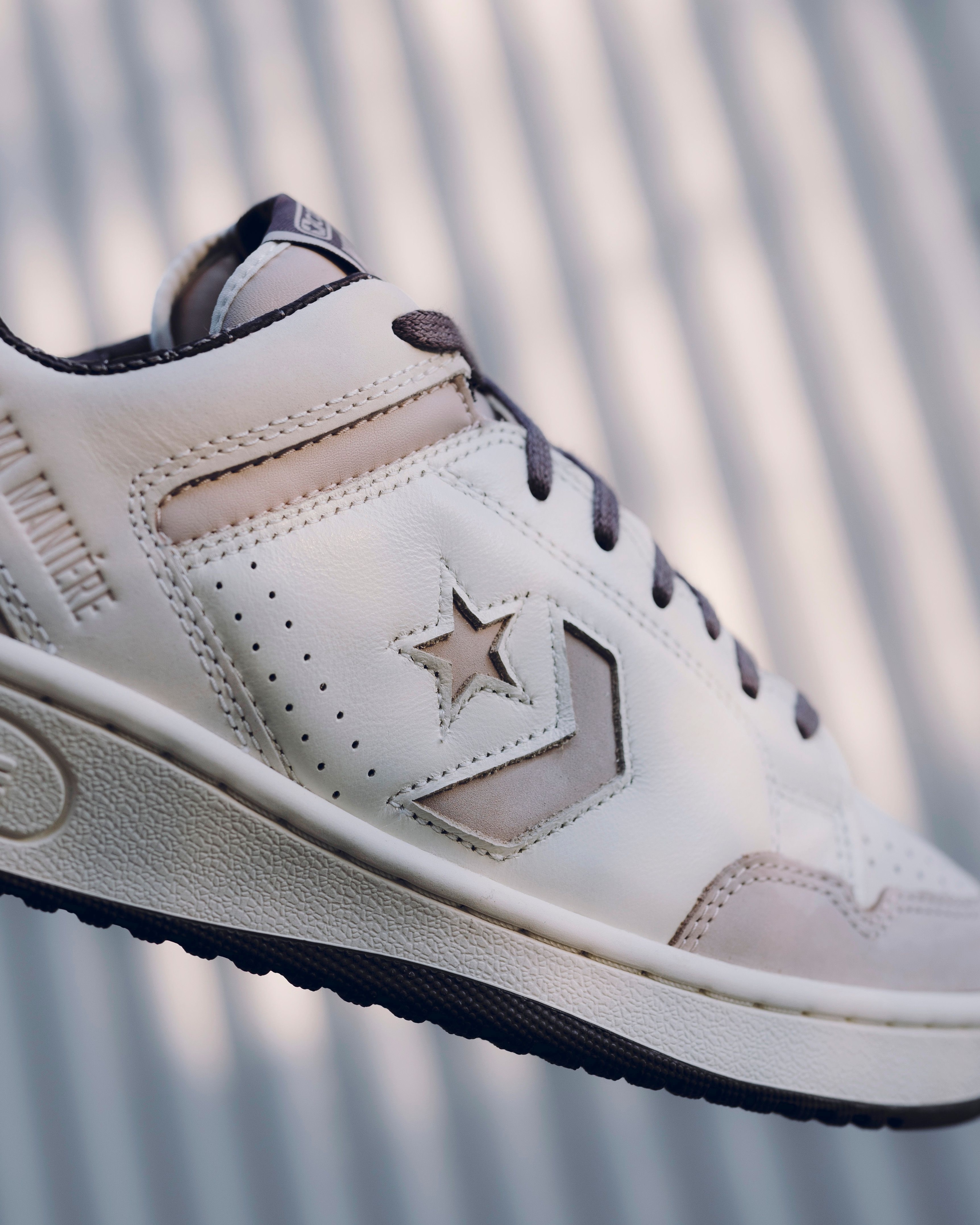 All Points Bulletin on X The maniere usa x Converse Weapon Low W.Y.W.S. concludes the While You Were Sleeping journey with light mauve tones quilted linings and custom details on a historic silhouette