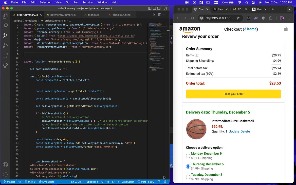 judeman_JS's tweet image. #30Dayscodingchallenge
Day 1 learnt about External libraries, learnt how to use Dayjs external library and worked with it in my e-commerce projects, created the delivery section of the check out page, learnt MVC and created the payment method of the checkout page.
A lot!!