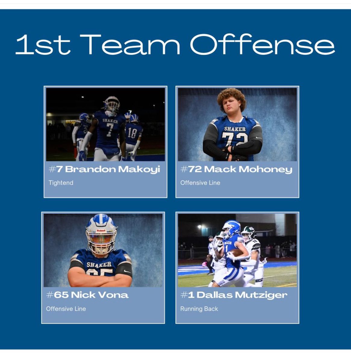 shakerfootball's tweet image. Congrats to our offensive all-stars!