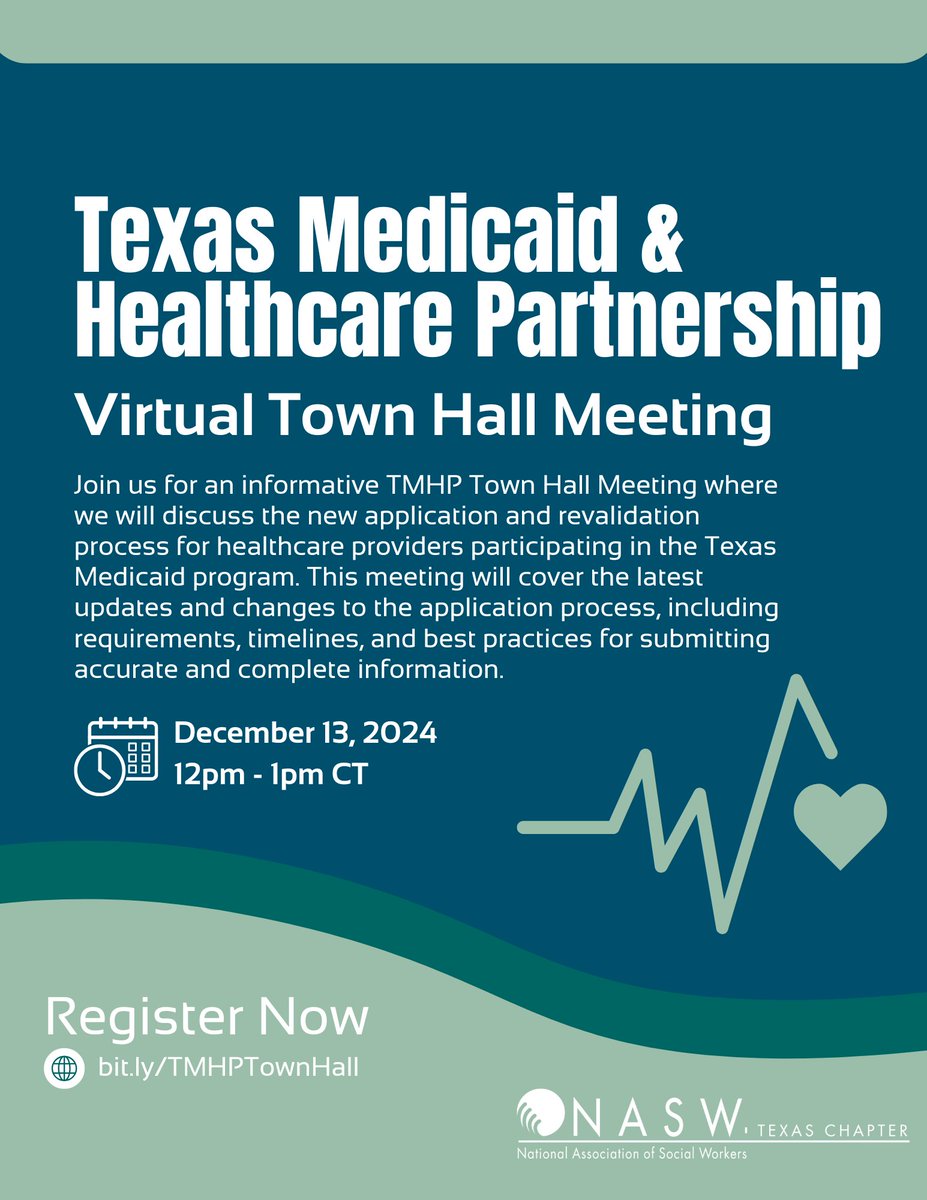 Texas Medicaid providers: Join the TMHP Virtual Town Hall on Fri, Dec 13 at 12 PM CT! Get key updates on Medicaid applications &amp; revalidation, including timelines &amp; tips. Stay informed—register now: bit.ly/TMHPTownHall