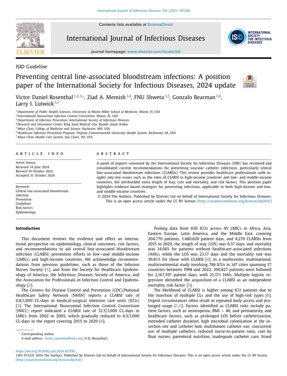 Guía 2024 para la Prevención de Infecciones Asociadas a Catéter Venoso Central

Descarga gratis y pásalo a todo el personal médico y de enfermería: ijidonline.com/article/S1201-…