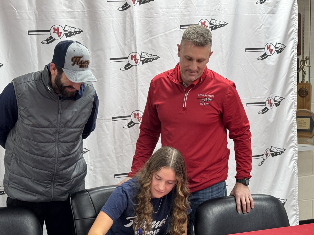 BigRedsPride's tweet photo. One of Missouri Valley’s best, Devon Koyle, signs on to continue her education and soccer career at the College of St. Mary’s. #TheNextLevel #MVPride https://t.co/8UbMwtDzEg