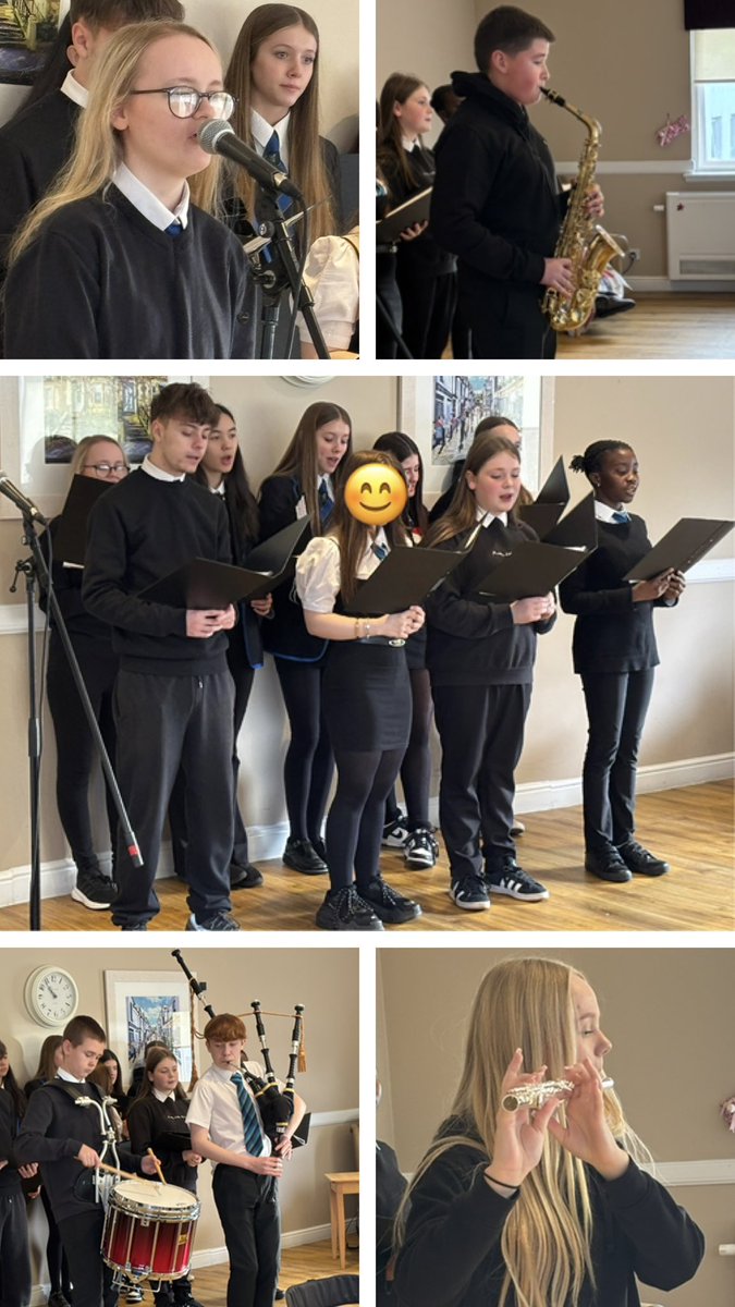 MusicCalderhead's tweet photo. We had a lovely morning performing to the residents of Rosehall Manor Care Home.  Well done to all the performers, especially the first time soloists, you all did an amazing job 🤩🎼🎷🎵🎺🎶🎤⭐️@CalderheadHS https://t.co/A9JqfoppVB