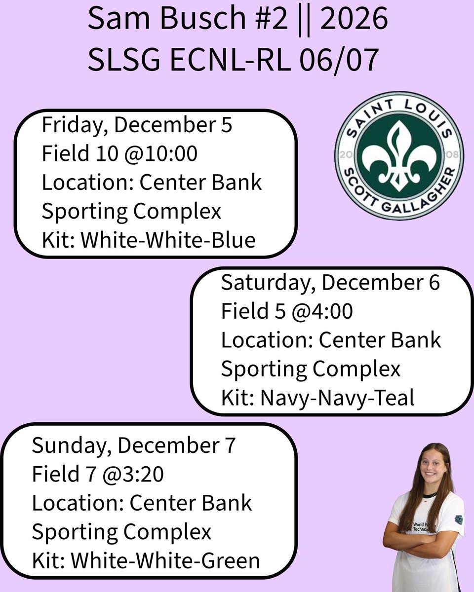 sammarie_busch's tweet photo. So excited to head to Kansas City this weekend with my team!! Hope to see you there!! @ImYouthSoccer @SLSGECNLGirls @ECNLgirls @ImCollegeSoccer https://t.co/JNzLes55CK