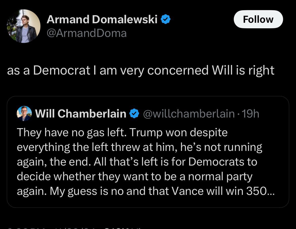 very concerning that republicans are posting about how Dems can never win because they aren’t “normal” (supports the rights of queer people and minorities) and Dem influencers on here think he has a point