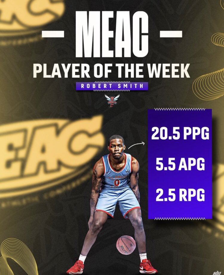 McDevittLancers's tweet photo. Congratulations to Lancer basketball great Robert Smith Jr. โ20 on being named Mid-Eastern Athletic Conference (MEAC) Player of the Week. Great work @2_Manman1! #LFL ๐
@AOPathletics @McDBoysHoops https://t.co/2SicIcrjwE