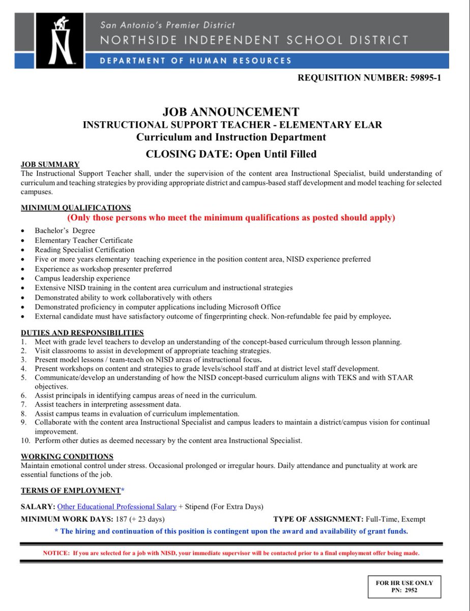 Are you a Certified Reading Specialist looking for a dynamic opportunity to join one of the best RLA teams around? We have an IST opening on our team! Apply today-